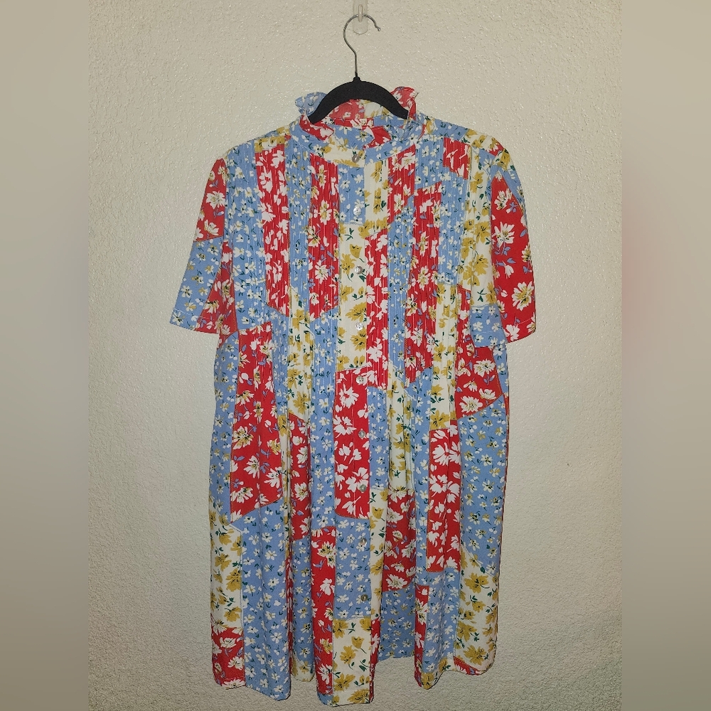 Multi-Color Floral Patchwork Mini Dress - Picture 4 of 14